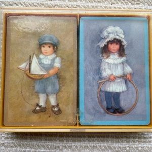 Vintage Hallmark bridge playing cards. Girl and boy.